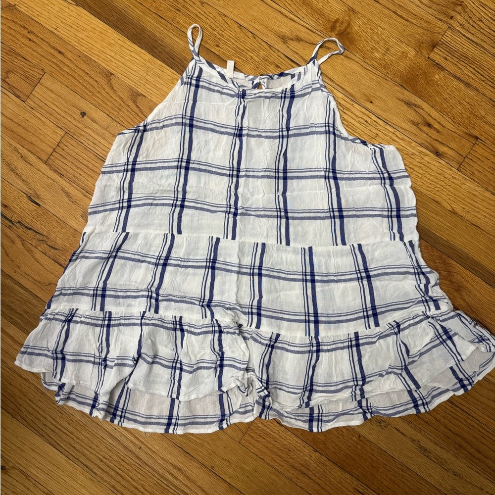 Maurices Blue and White Camisole with Ruffle Design